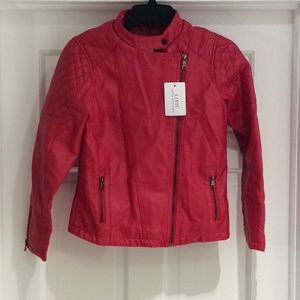 Stunning Kids Red Pleather Biker Jacket